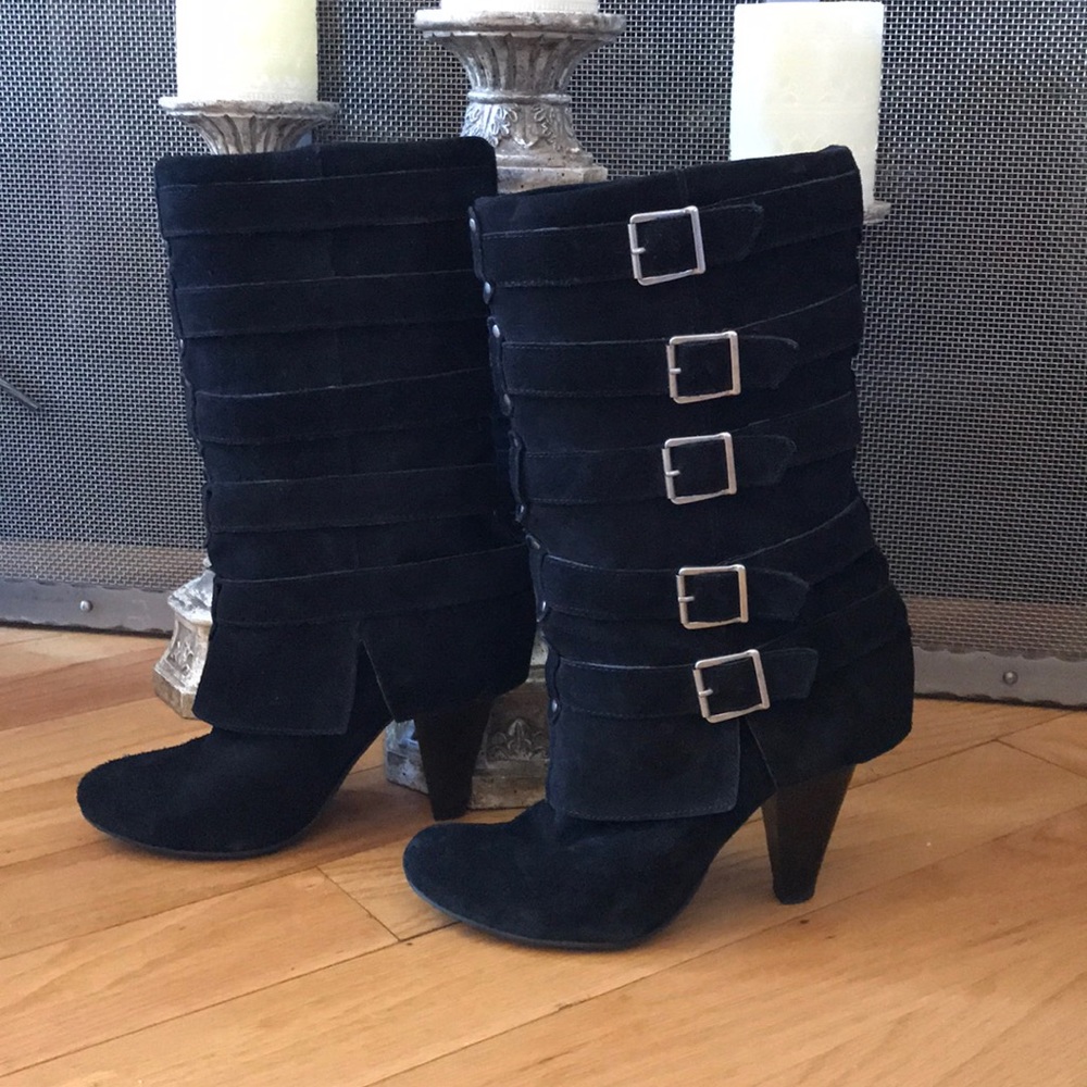 Black suede boots